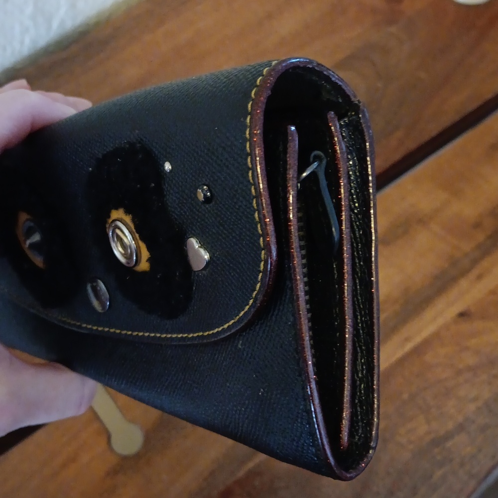Coach Black Bear Fuzz Slim Envelope Wallet - Picture 3 of 14